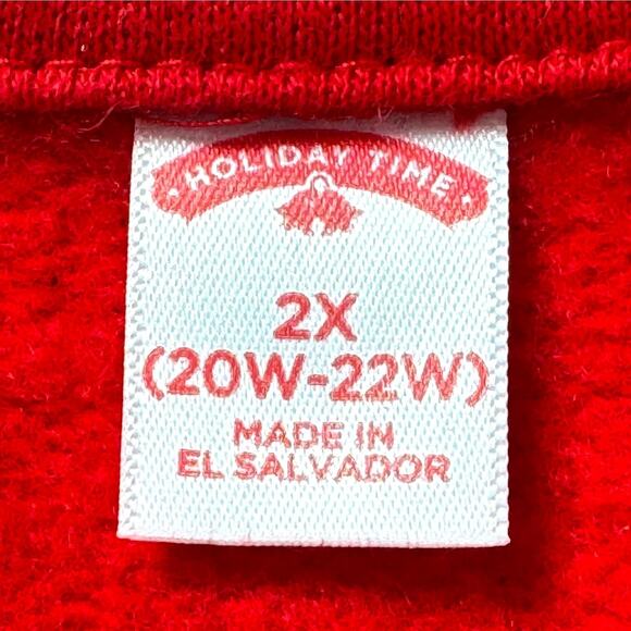 Holiday Time Christmas Sweatshirt Tis The Season To Be Jolly Red Women 2X Slits - Picture 6 of 11